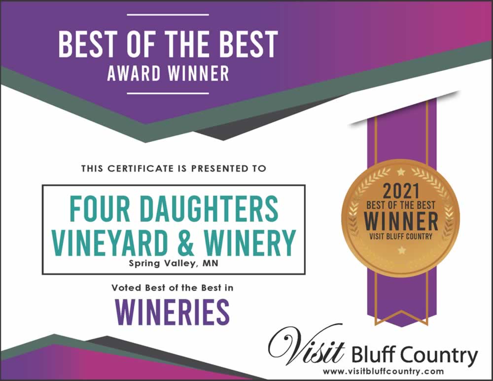 The Best Winery in Bluff Country is at Four Daughters Winery in Spring Valley MN